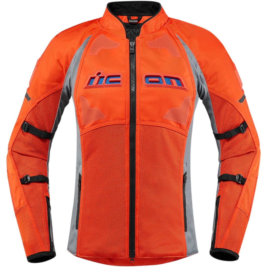 ICON Motorcycle Women's Contra2 Jacket Gray/Orange - Front View