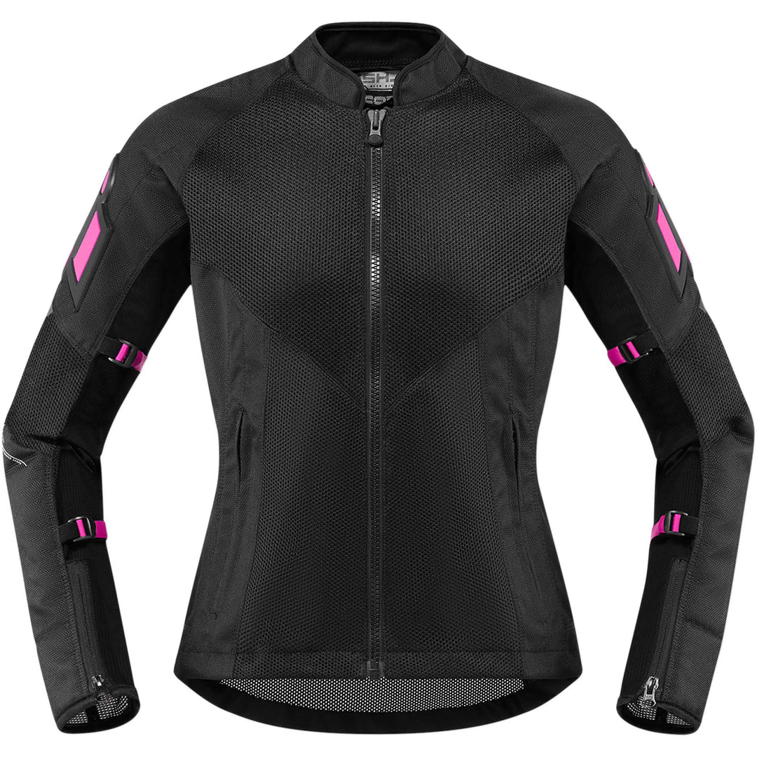 ICON Motorcycle Women's Mesh AF Jacket Black - Front View