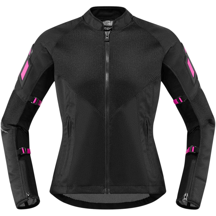 ICON Motorcycle Women's Mesh AF Jacket Black - Front View