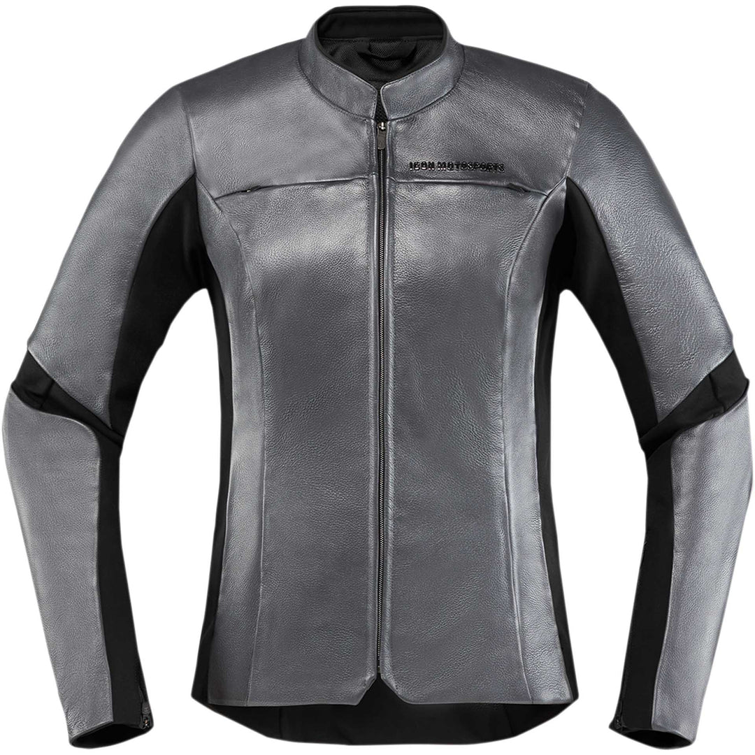 ICON Motorcycle Women's Overlord Jacket Charcoal - Front View