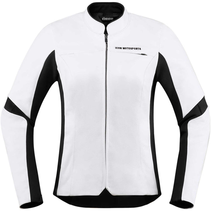 ICON Motorcycle Women's Overlord Jacket White - Front View