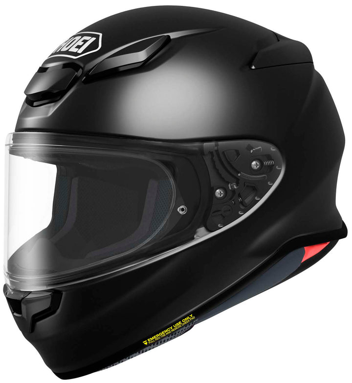 Shoei RF-1400 Solid Full Face Motorcycle Helmet Black - Front Side View