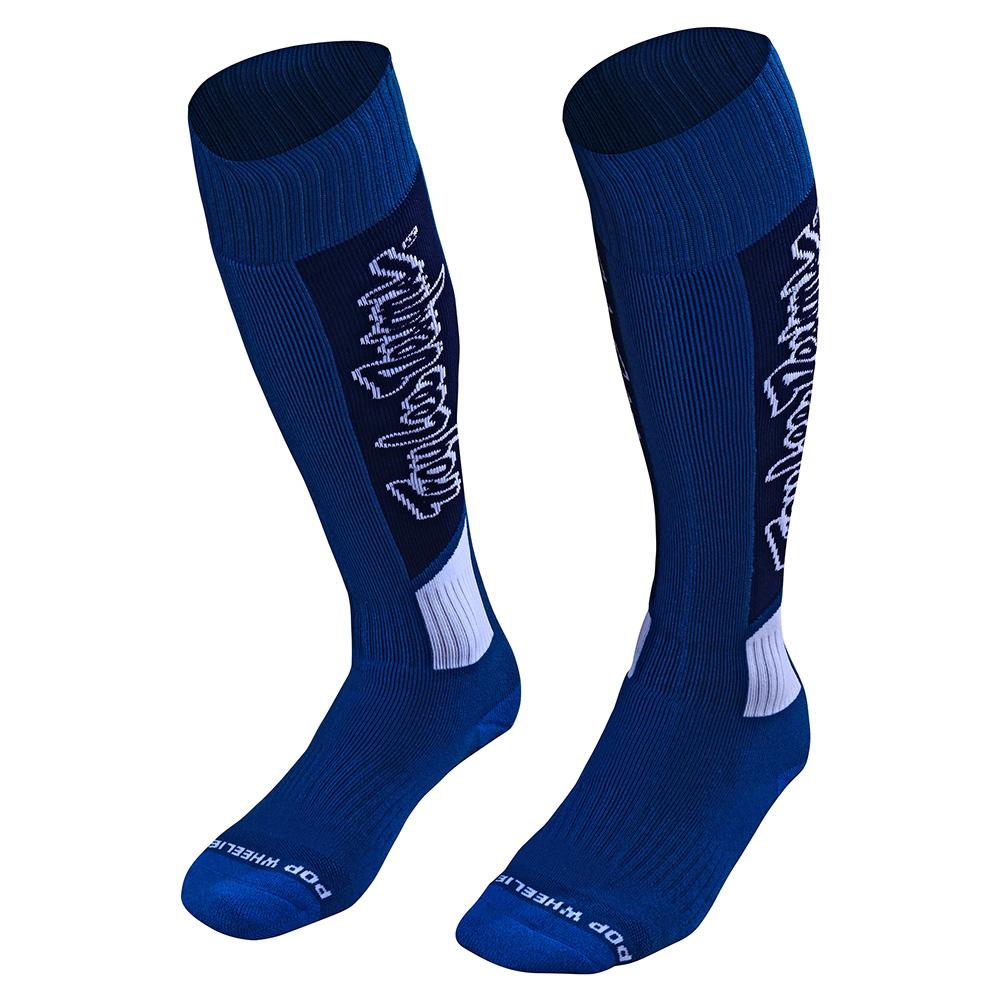 Troy Lee Designs Youth GP MX Thick Sock Vox Blue - Front Side View of Pair