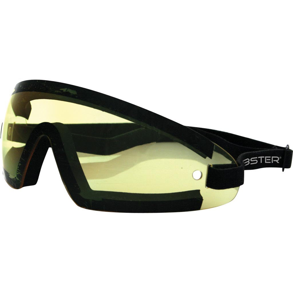 Bobster Wrap Around Goggles Black w/Yellow Lens - Front Side View
