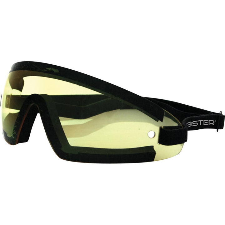 Bobster Wrap Around Goggles Black w/Yellow Lens - Front Side View