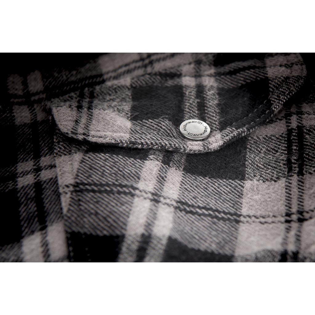 Highway 21 Marksman Flannel Black/Grey - Angled Close-Up of Chest Pocket