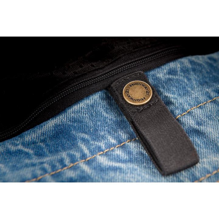 Highway 21 Iron Sights Club Collar Denim Vest Blue - Close-Up of Strap