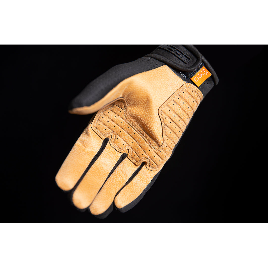 ICON Airform™ Gloves Black/Tan - Palm View with Dark Studio Background