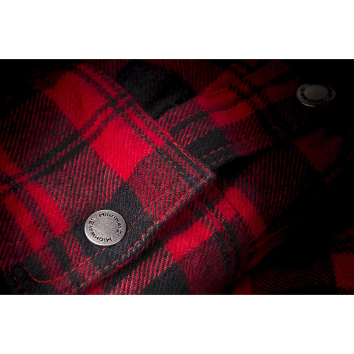 Highway 21 Marksman Flannel Black/Red - Angled Close-Up of Wrist Snaps