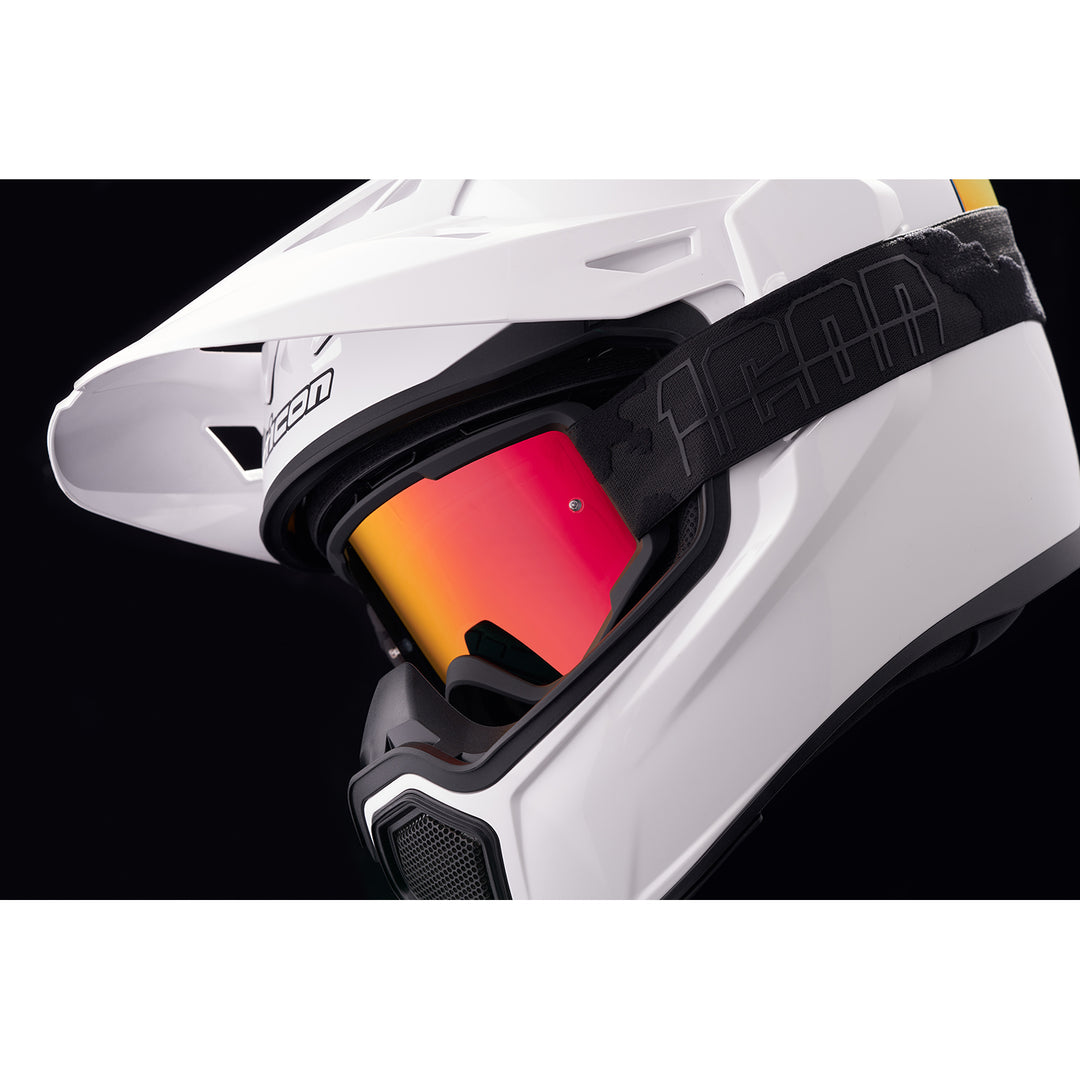 ICON Airflite Goggles Black - Front Side View of Goggles on Helmet