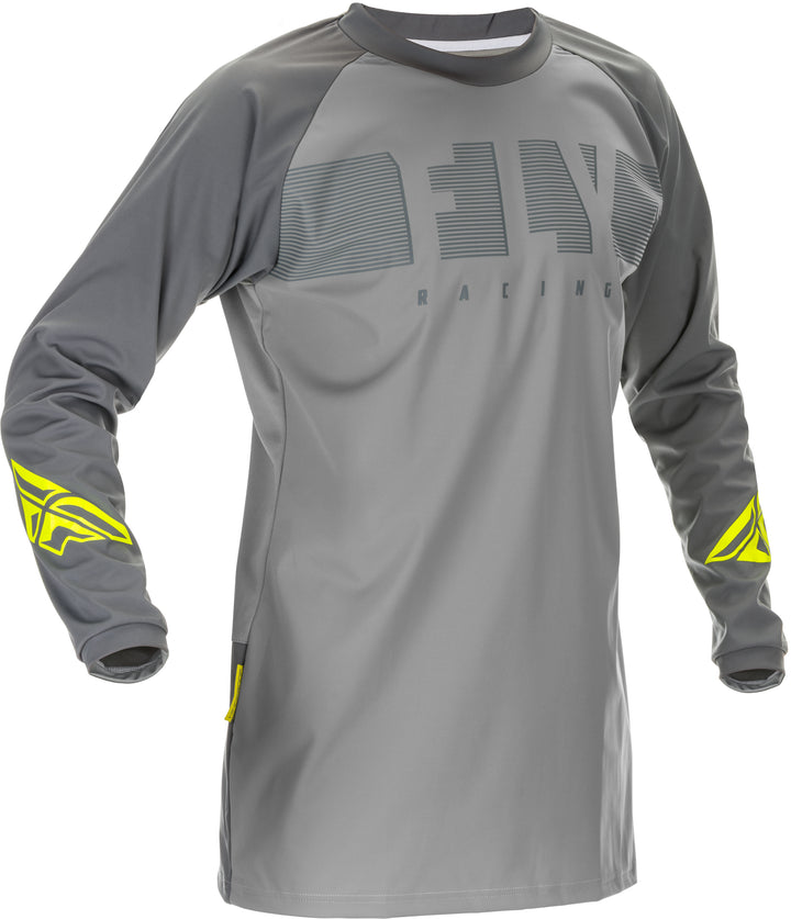 Fly Racing Windproof Jersey Grey/Hi-Vis Yellow - Front View