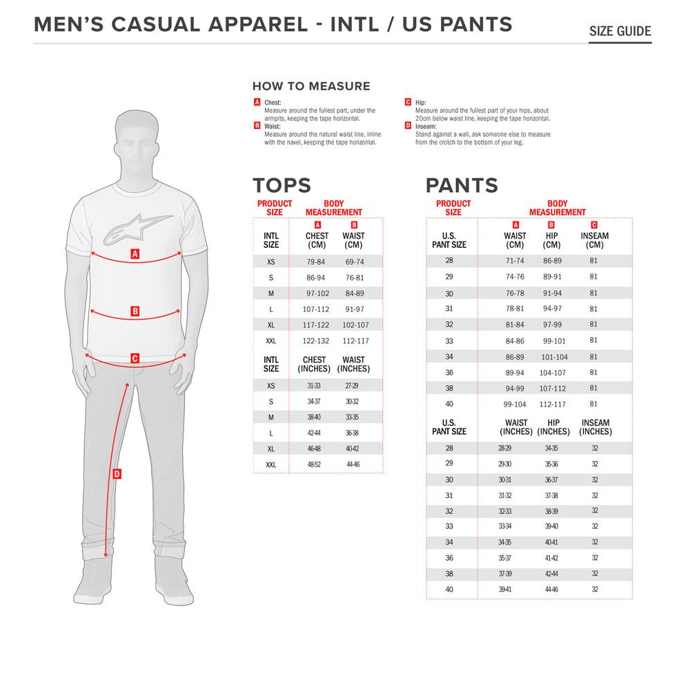 Alpinestars Camo Block Hoodie - Size Chart