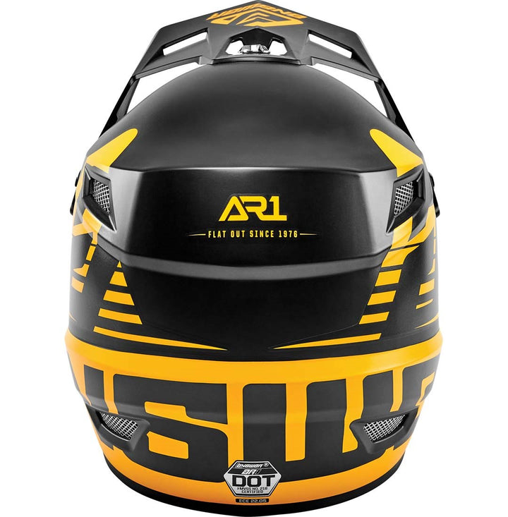 Answer AR1 Bold Youth Off Road Helmet Black/Yellow - Rear View