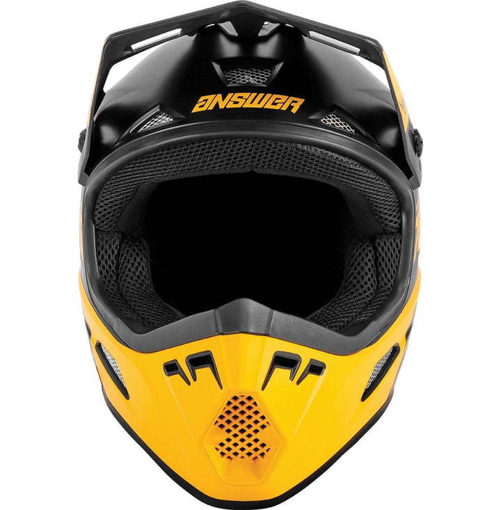 Answer AR1 Bold Youth Off Road Helmet Black/Yellow - Front View