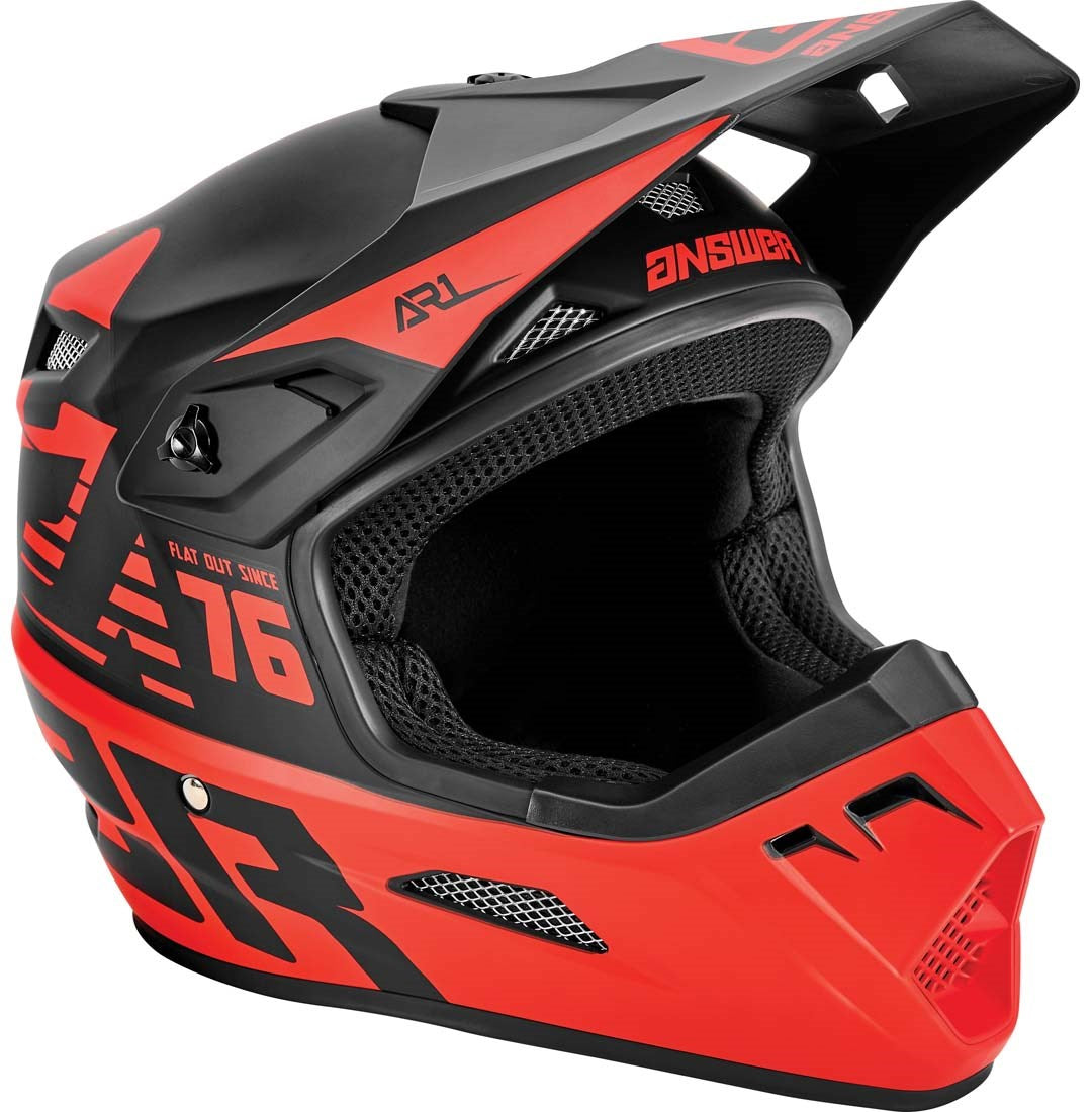 Answer AR1 Bold Off Road Helmet Black/Red - Front Right Side View