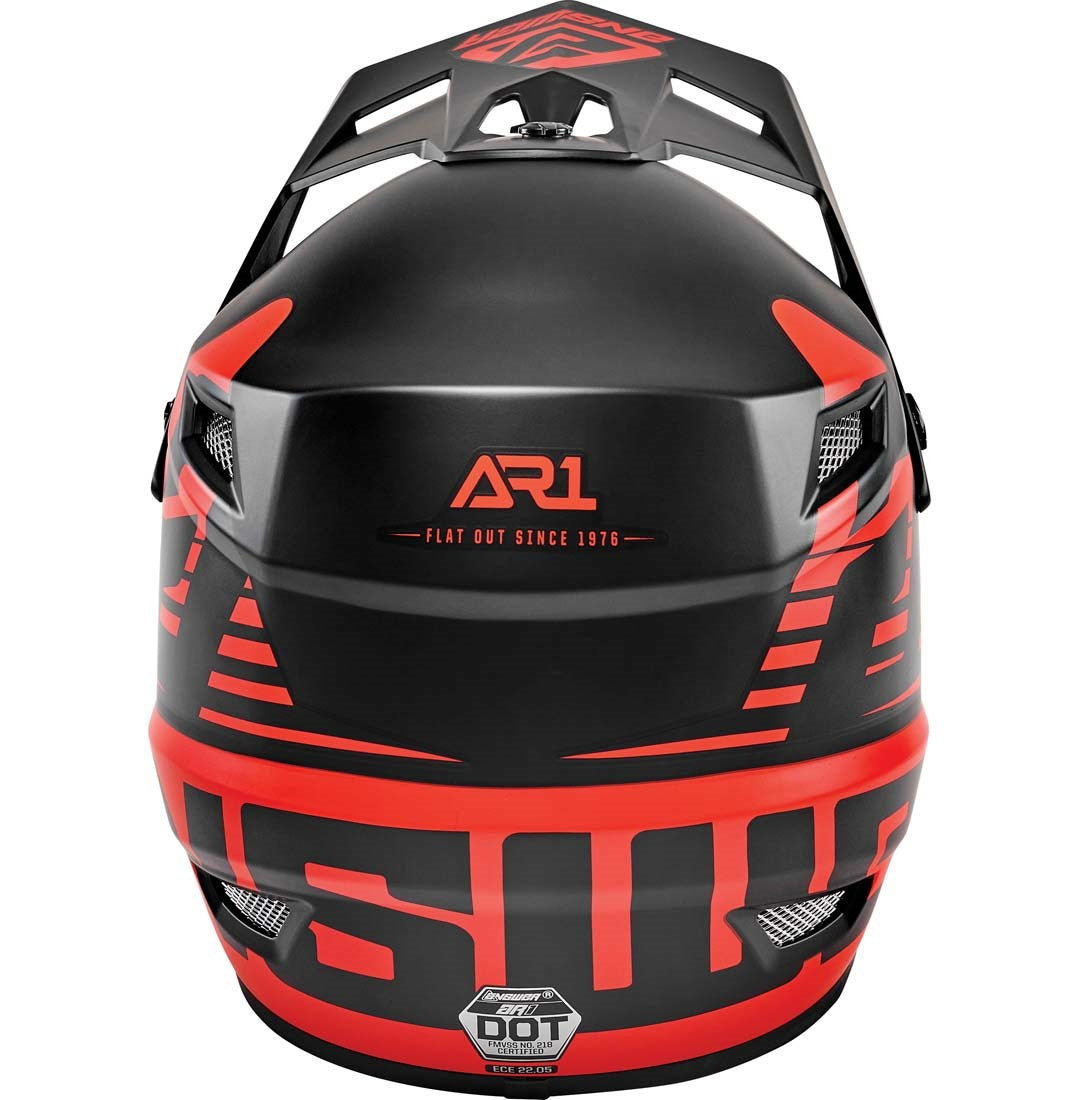Answer AR1 Bold Off Road Helmet Black/Red - Rear View