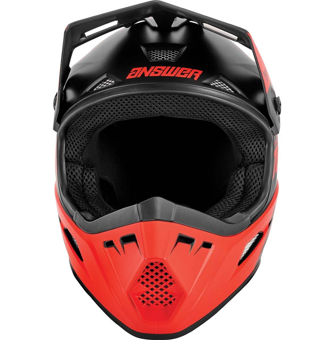 Answer AR1 Bold Youth Off Road Helmet Black/Red - Front View