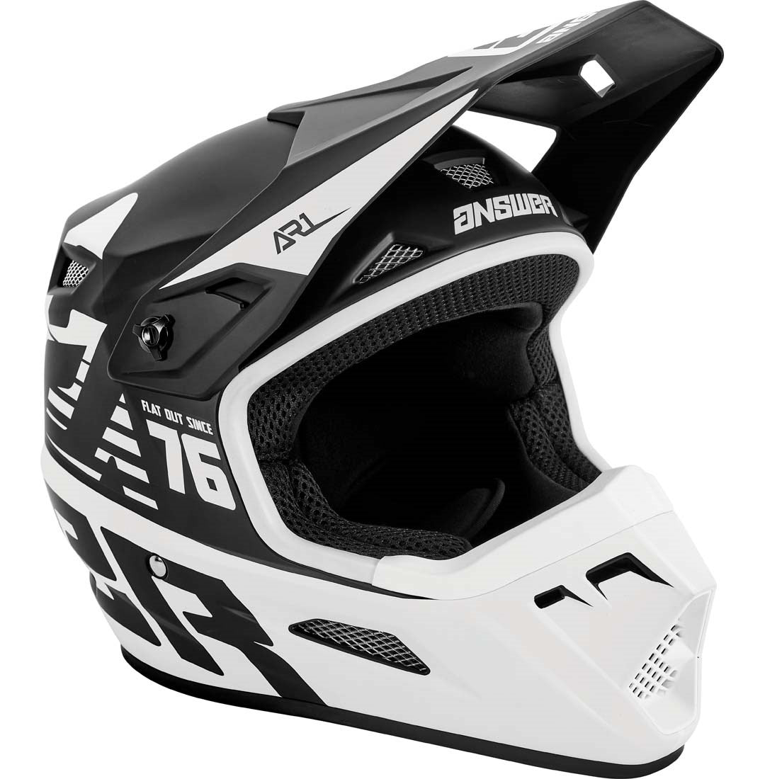 Answer AR1 Bold Off Road Helmet Black/White - Front Right Side View