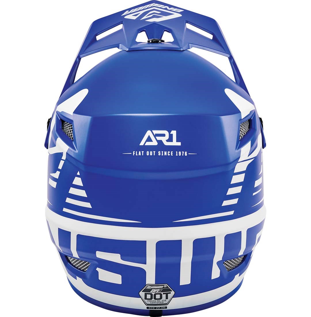 Answer AR1 Bold Youth Off Road Helmet Blue/White - Rear View