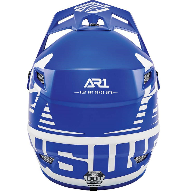 Answer AR1 Bold Youth Off Road Helmet Blue/White - Rear View