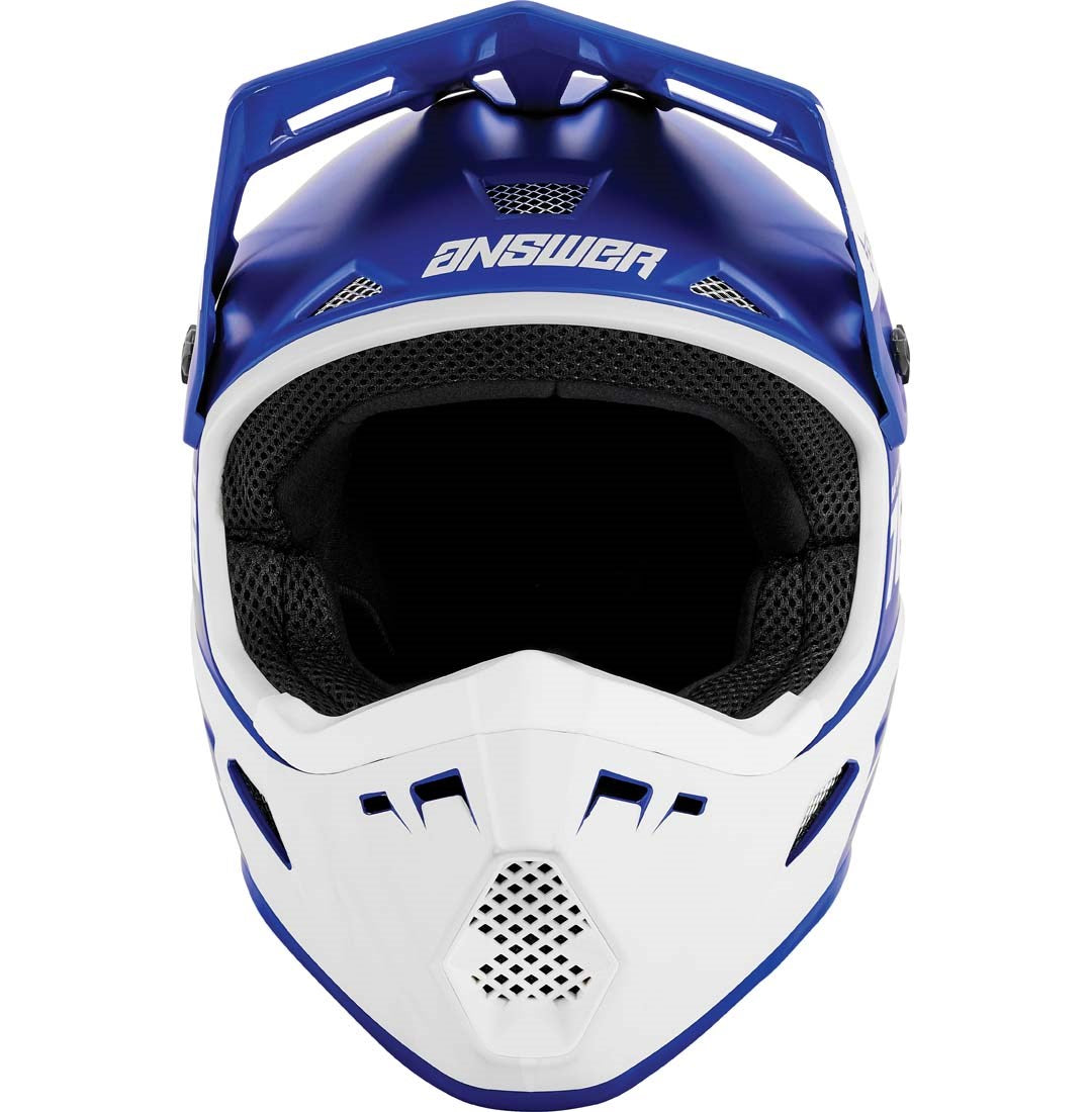 Answer AR1 Bold Youth Off Road Helmet Blue/White - Front View