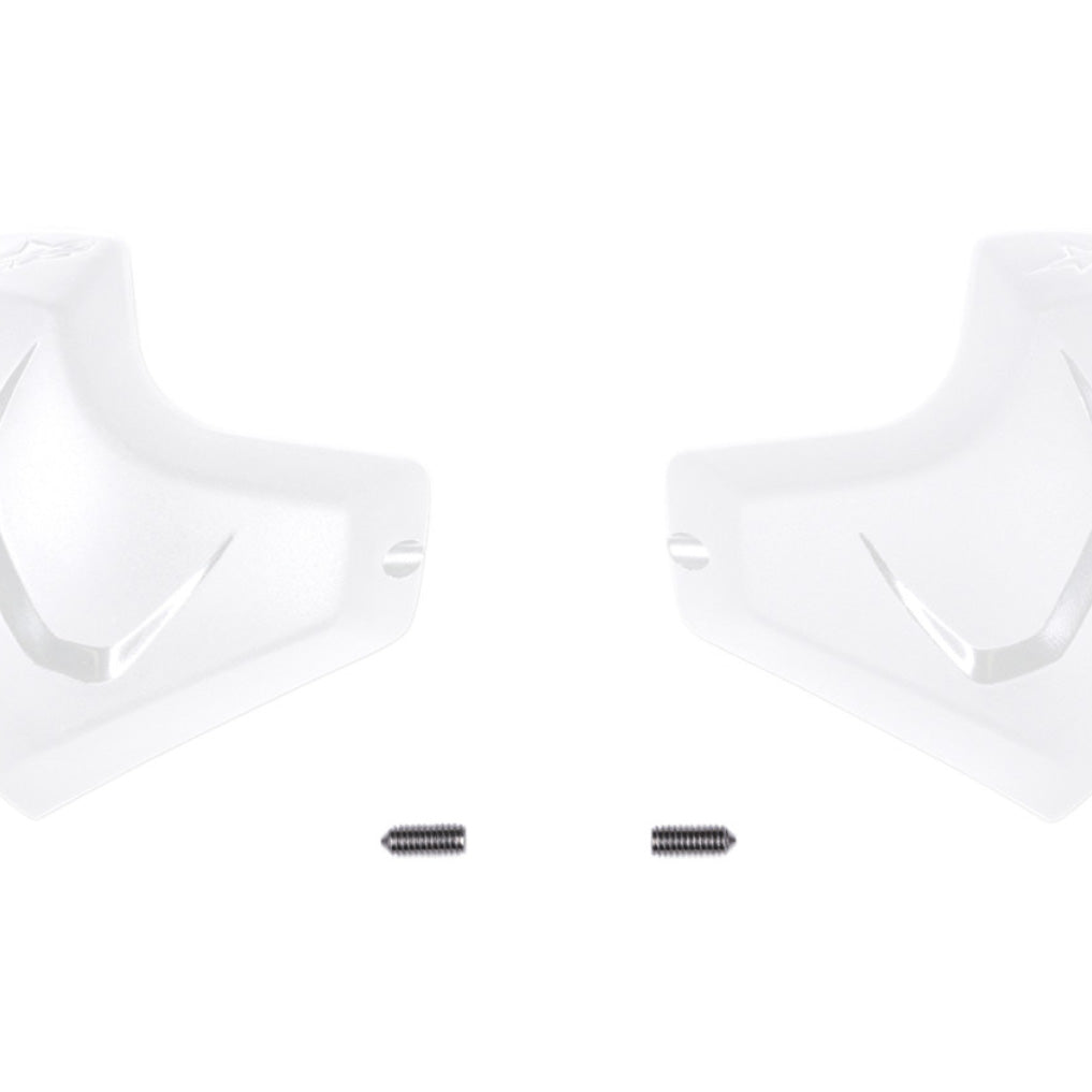 Alpinestars Elbow Sliders White - Flat View of Pair with Hardware