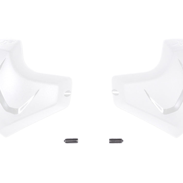 Alpinestars Elbow Sliders White - Flat View of Pair with Hardware