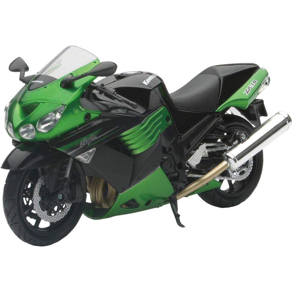 New-Ray Toys Die-Cast Replica Kawsaki Zx14 2011 Grn 1:12 - Front Side View of Replica