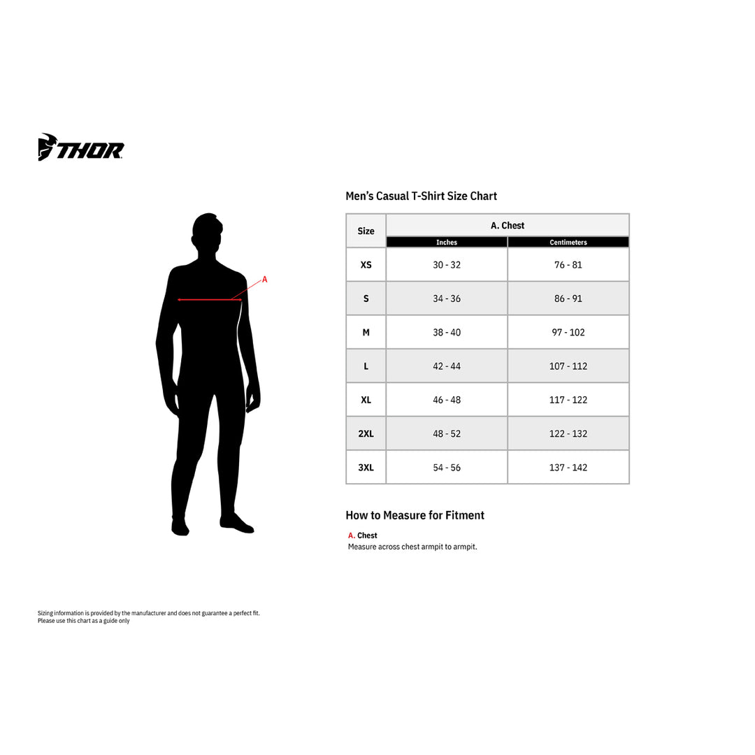 THOR Warmup Jacket - Size Chart