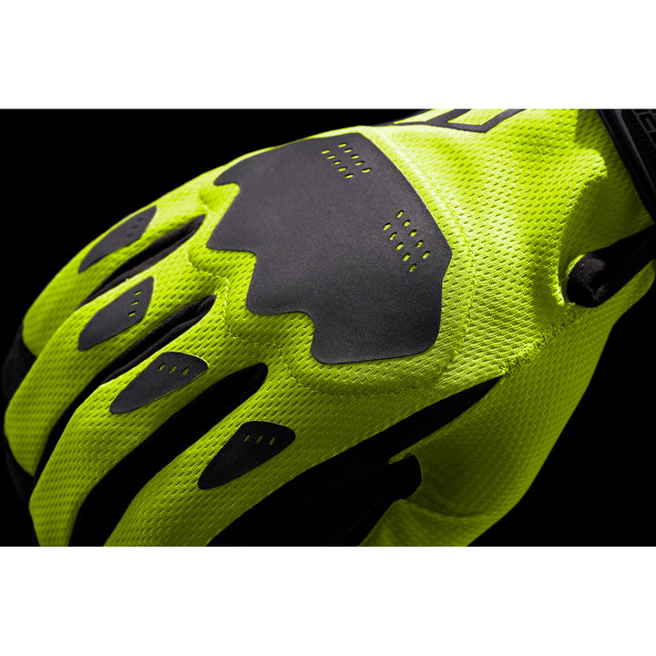ICON Hooligan CE Gloves Vis - Close-Up of Back of Hand