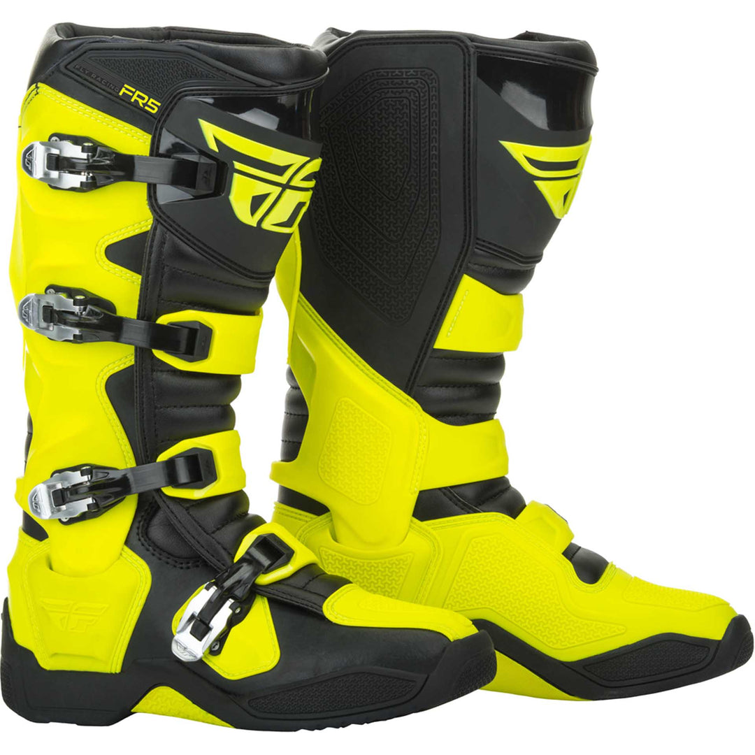 Fly Racing FR5 Boots Hi-Vis - Front Side View of Pair