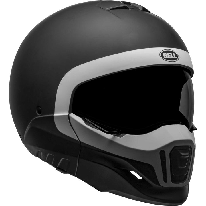 Bell Broozer Motorcycle Full Face Helmet Cranium Matte Black/White - Front Right Side View