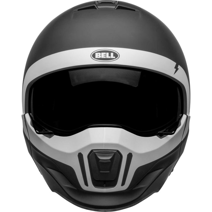 Bell Broozer Motorcycle Full Face Helmet Cranium Matte Black/White - Front View