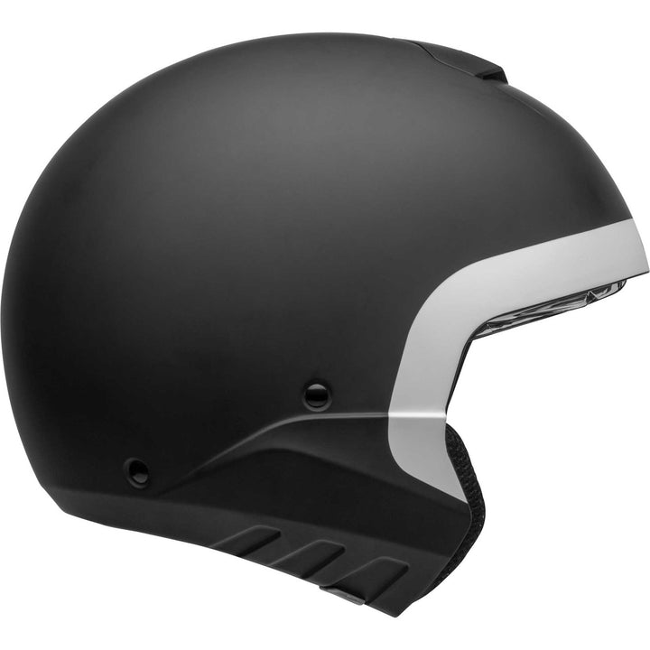 Bell Broozer Motorcycle Full Face Helmet Cranium Matte Black/White - Right Side View with Chin Bar Removed and Drop Down Shield Raised