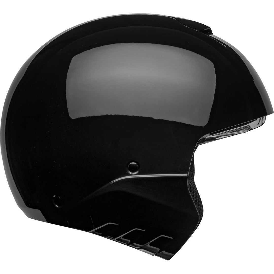 Bell Broozer Motorcycle Full Face Helmet Gloss Black - Right Side View with Chin Bar Removed and Drop Down Shield Raised