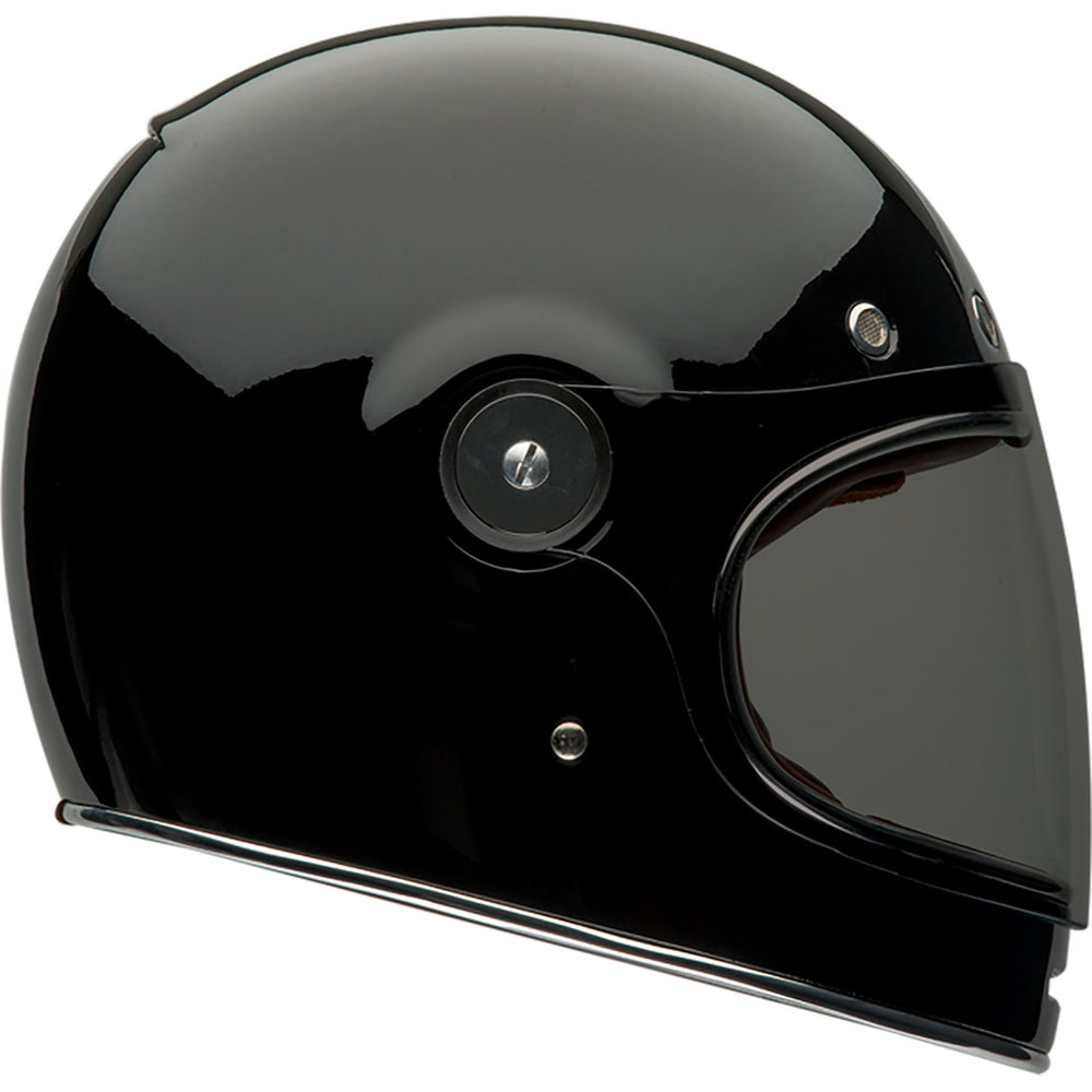 Bell Bullitt Motorcycle Full Face Helmet Gloss Black - Right Side View, pictured with smoke shield