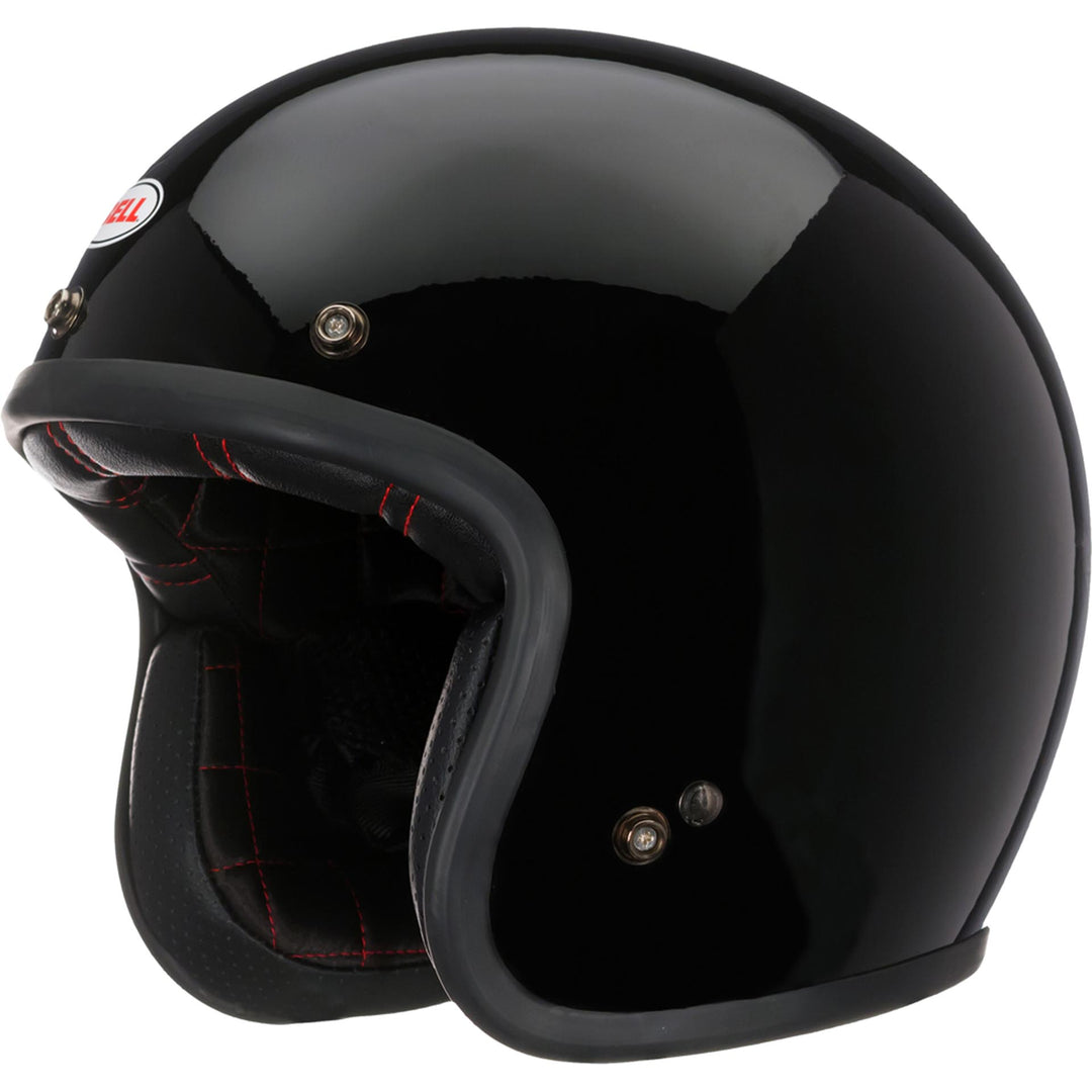 Bell Custom 500 Motorcycle Open Face and 3/4 Helmet Gloss Black - Front Left Side View