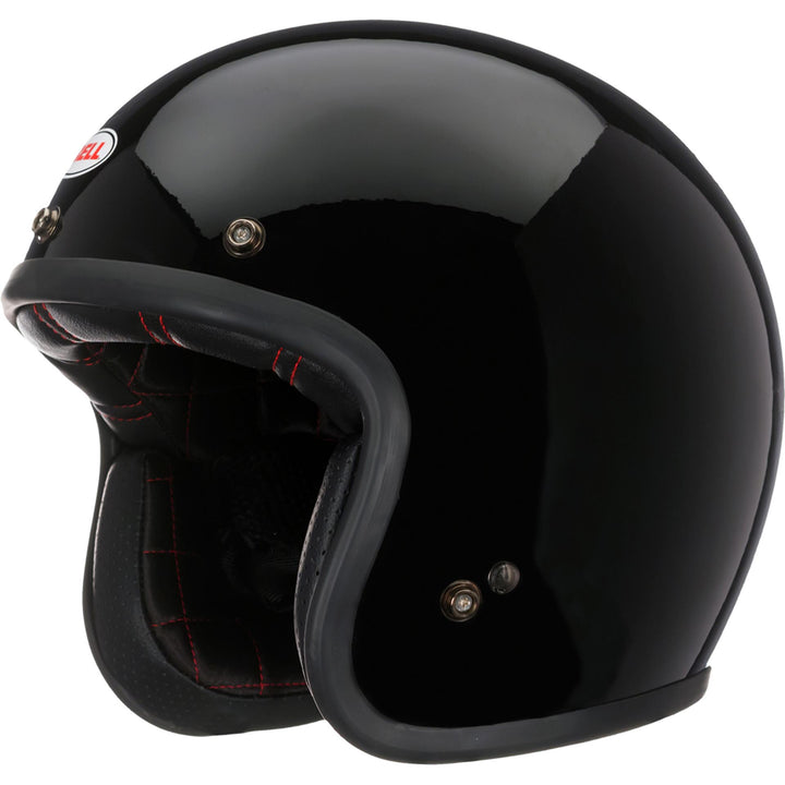 Bell Custom 500 Motorcycle Open Face and 3/4 Helmet Gloss Black - Front Left Side View