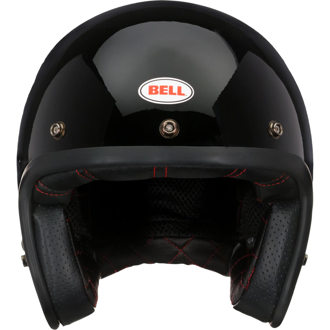 Bell Custom 500 Motorcycle Open Face and 3/4 Helmet Gloss Black - Front View