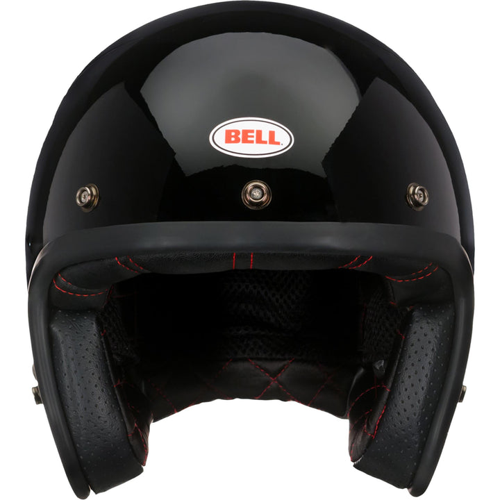 Bell Custom 500 Motorcycle Open Face and 3/4 Helmet Gloss Black - Front View