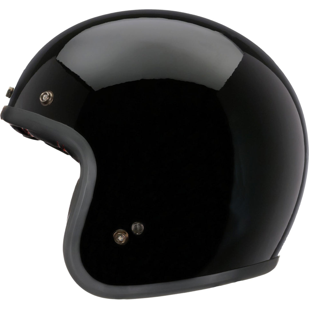 Bell Custom 500 Motorcycle Open Face and 3/4 Helmet Gloss Black - Left Side View