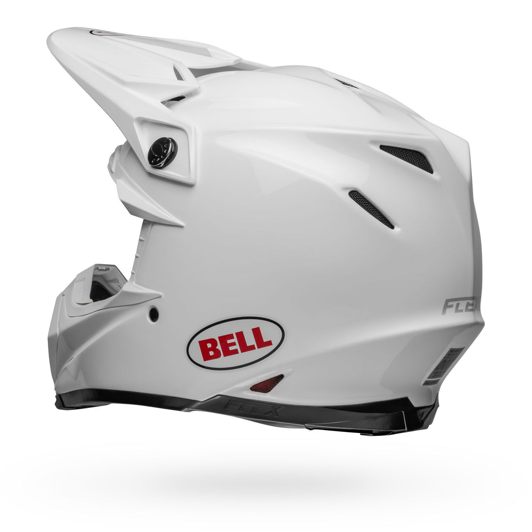 Bell Moto-9S Flex Off Road Helmet Gloss White - Rear Left Side View