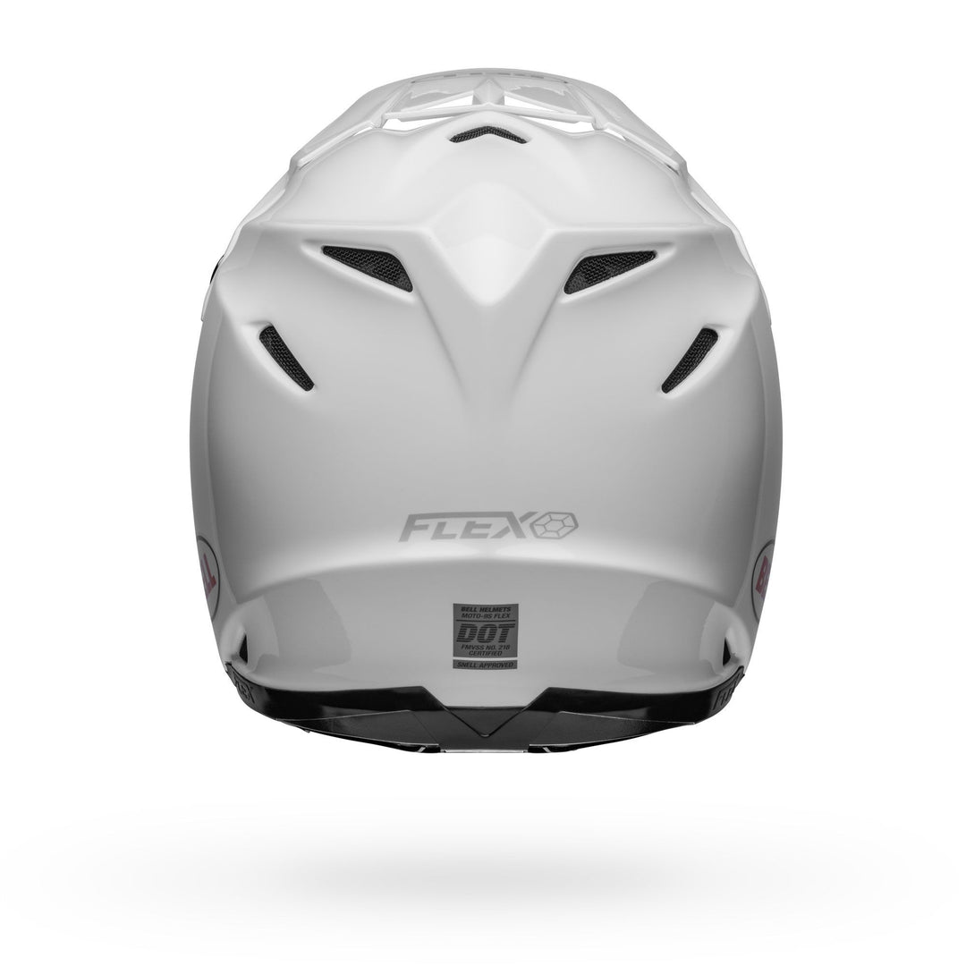 Bell Moto-9S Flex Off Road Helmet Gloss White - Rear View