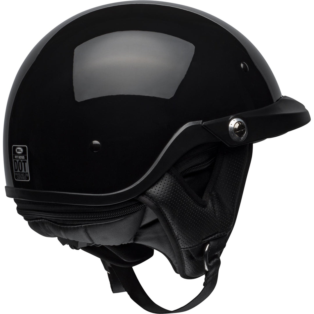 Bell Pit Boss Motorcycle Open Face and 3/4 Helmet Gloss Black - Rear Right Side View