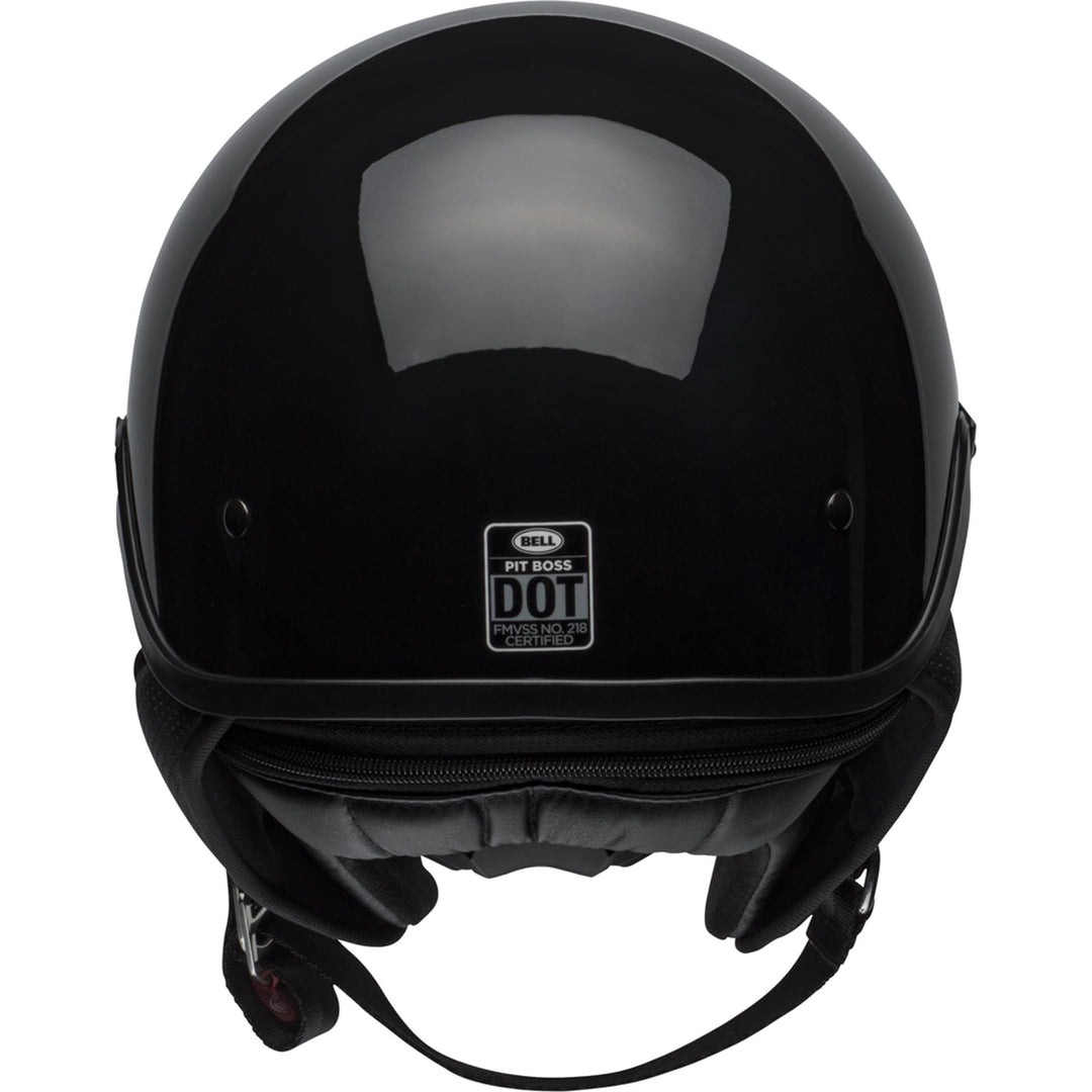 Bell Pit Boss Motorcycle Open Face and 3/4 Helmet Gloss Black - Rear View