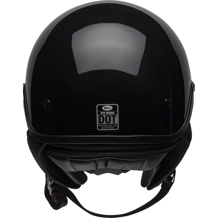Bell Pit Boss Motorcycle Open Face and 3/4 Helmet Gloss Black - Rear View