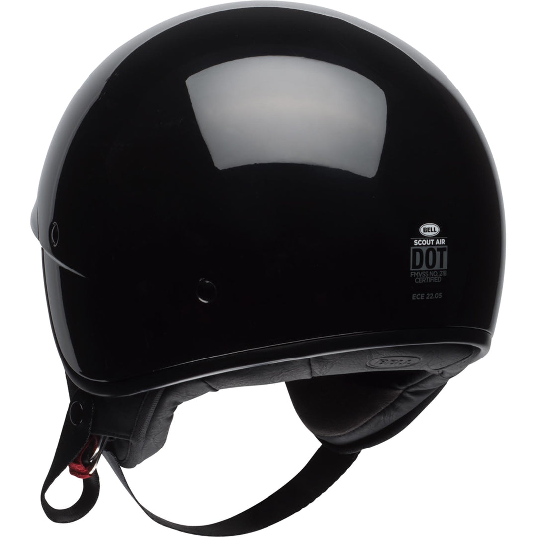 Bell Scout Air Motorcycle Open Face and 3/4 Helmet Gloss Black - Rear Left Side View