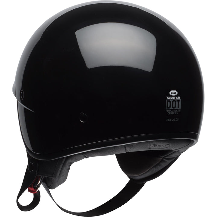 Bell Scout Air Motorcycle Open Face and 3/4 Helmet Gloss Black - Rear Left Side View
