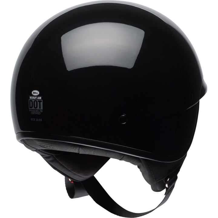 Bell Scout Air Motorcycle Open Face and 3/4 Helmet Gloss Black - Rear Right Side View