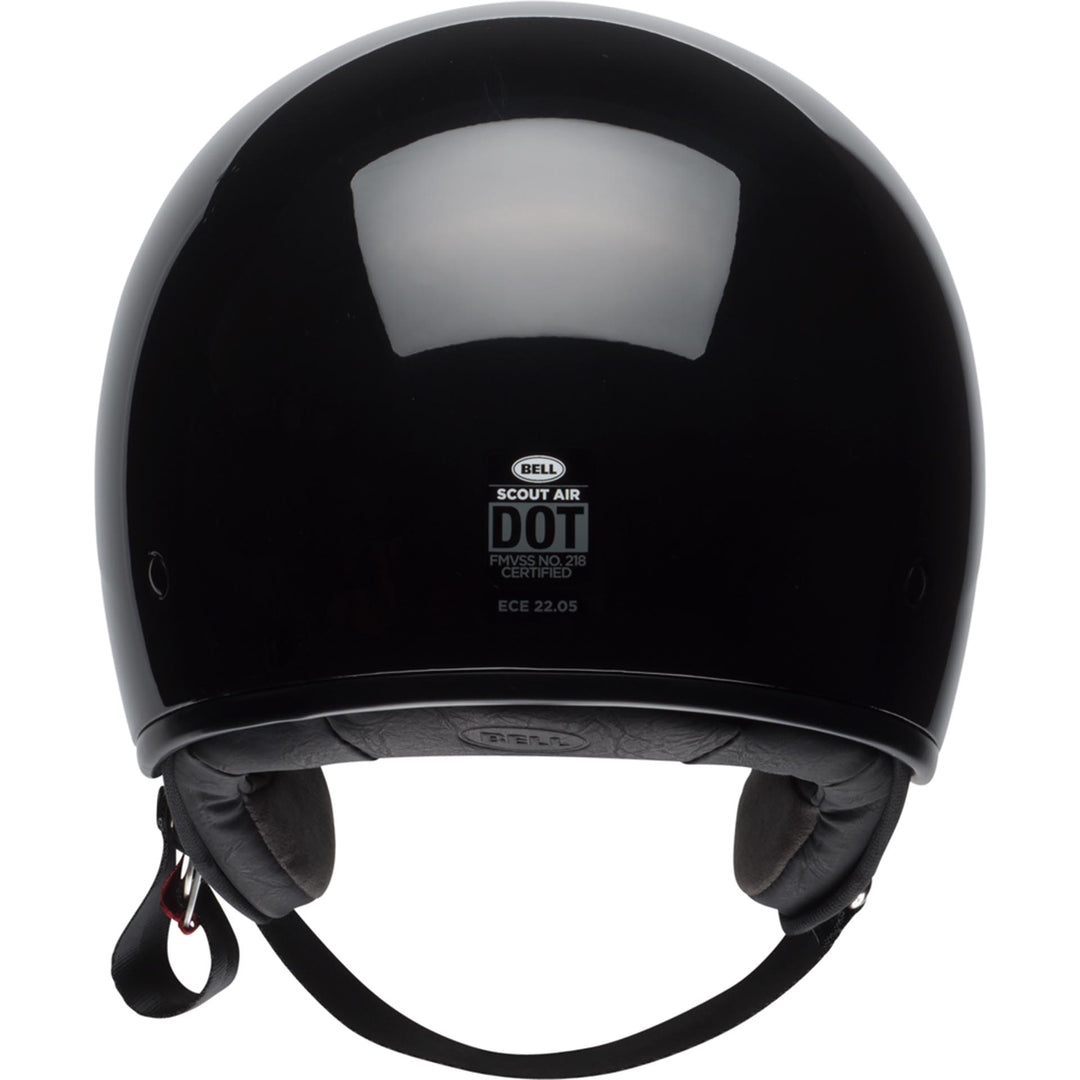 Bell Scout Air Motorcycle Open Face and 3/4 Helmet Gloss Black - Rear View